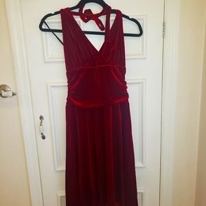 Red velvet halter dress